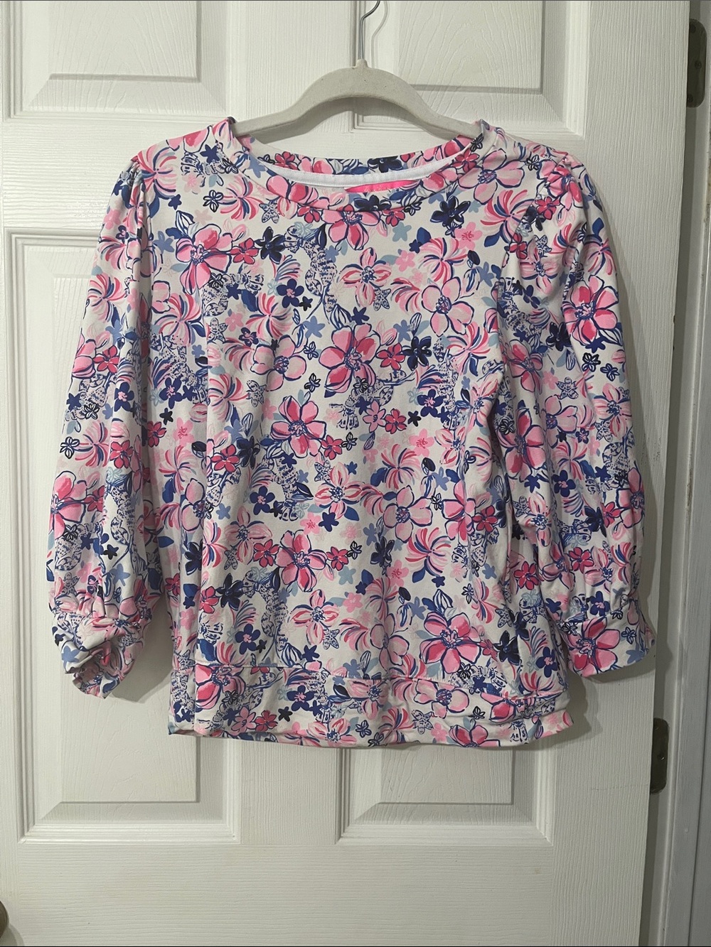Lilly Pulitzer Pink & Navy Floral Long Sleeve Top